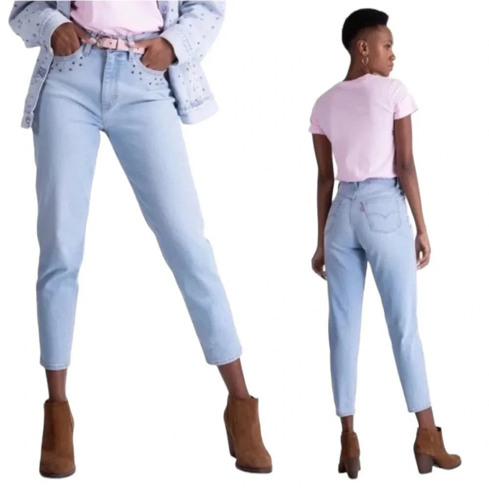 Levi’s Y2K Jewel Studded High Waisted Mom Jeans Light Wash Denim Size 24 - Picture 3 of 16